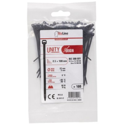 BIZ Tyraps 2.5 x 100 mm zwart (100 st)