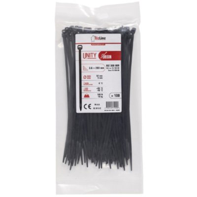 BIZ Tyraps 3.6 x 203 mm zwart (100 st)